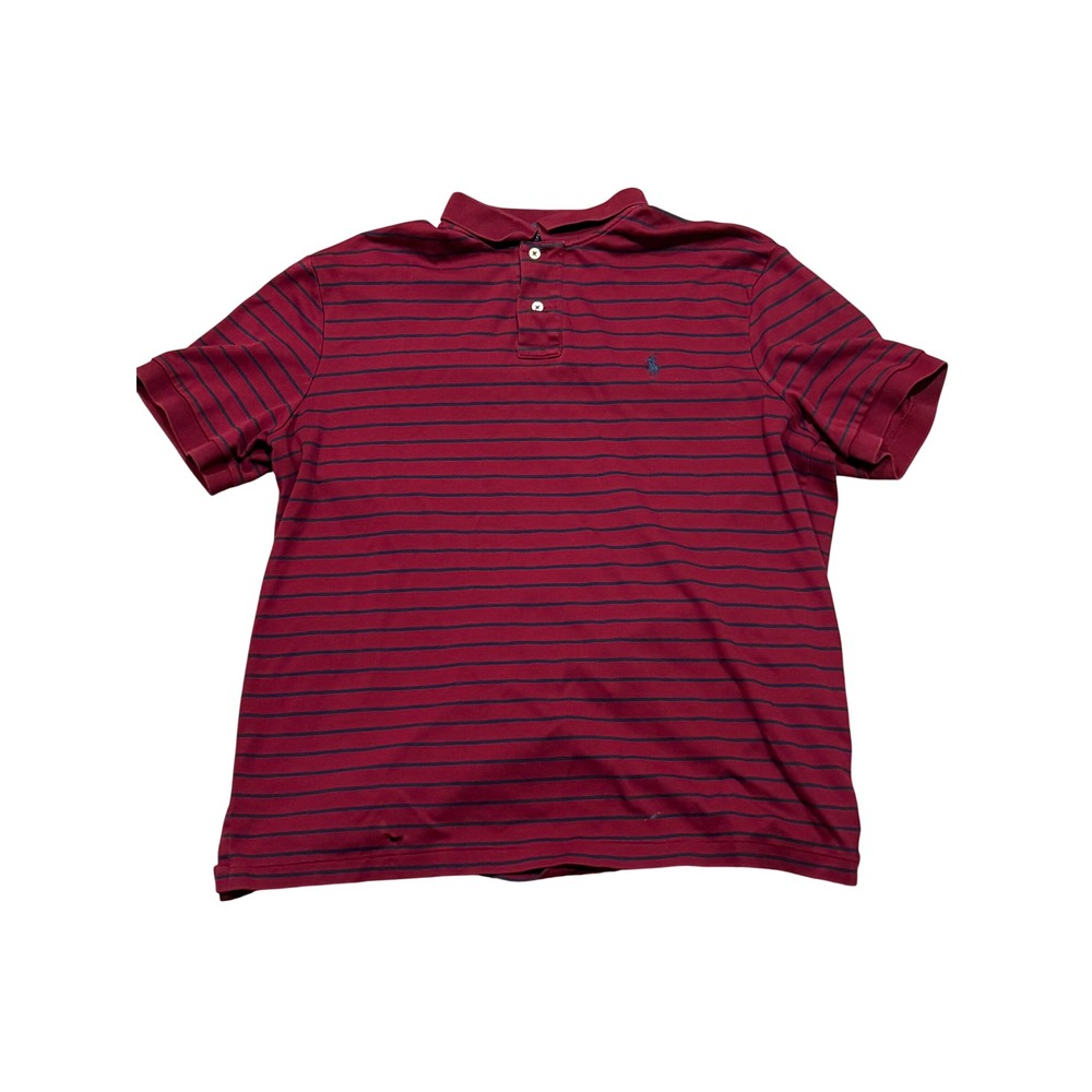 Polo Ralph Lauren Mens Red Navy Stripe Classic Fit Polo‎ Shirt XL
